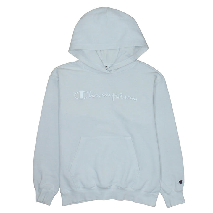 Champion Men's White Small Pullover Hoodie Embroidered Logo Fleece