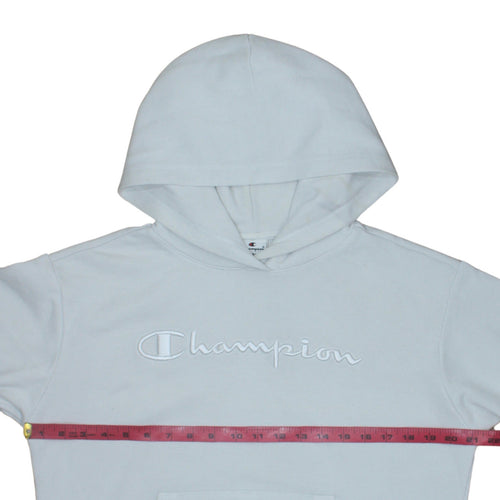 Champion Men's White Small Pullover Hoodie Embroidered Logo Fleece