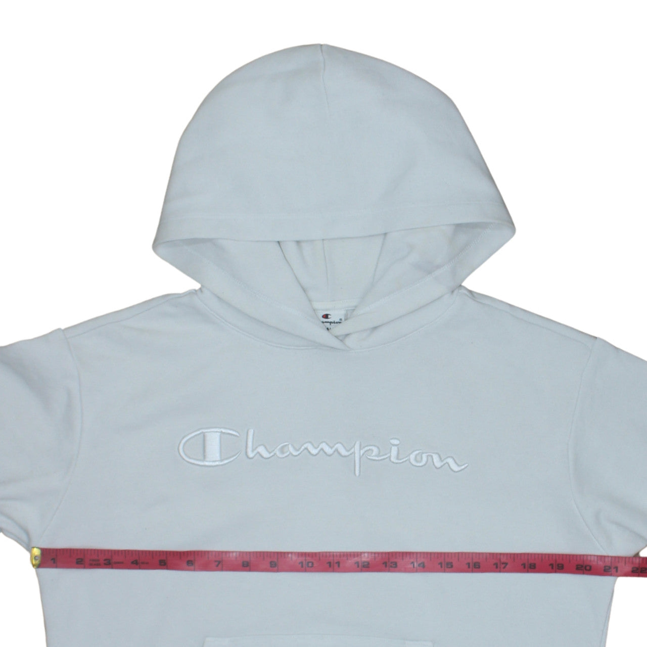 Champion Men's White Small Pullover Hoodie Embroidered Logo Fleece