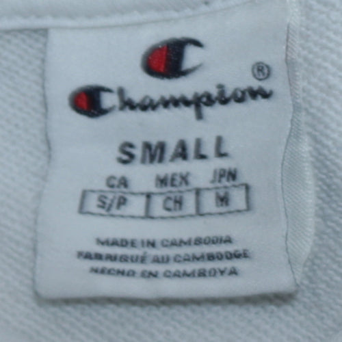 Champion Men's White Small Pullover Hoodie Embroidered Logo Fleece