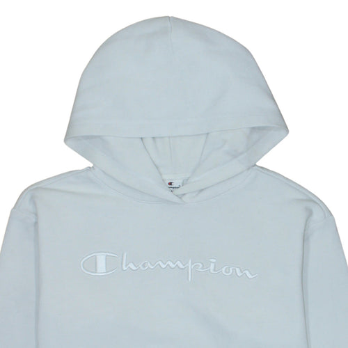 Champion Men's White Small Pullover Hoodie Embroidered Logo Fleece