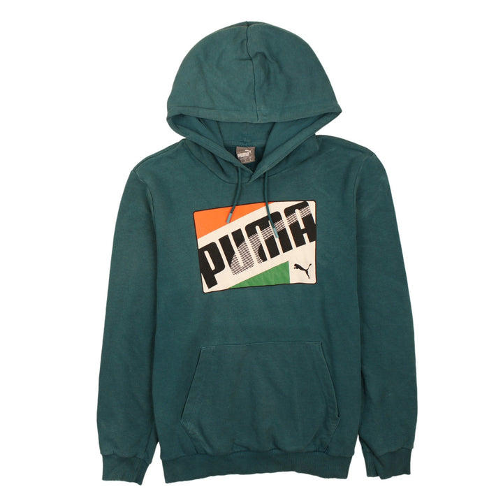 Puma Men's Green Pullover Hoodie S Logo Graphic Sweatshirt