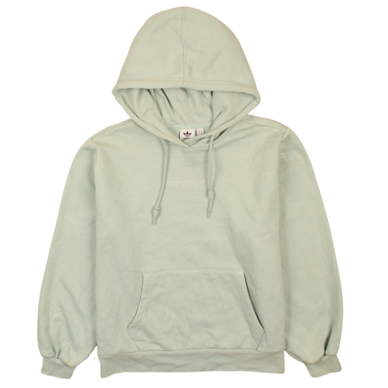 Adidas Womens Green Hoodie XS Relaxed Fit Pullover Cotton Blend