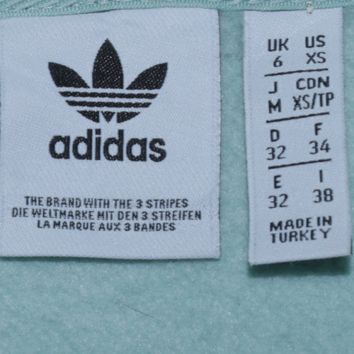 Adidas Womens Green Hoodie XS Relaxed Fit Pullover Cotton Blend