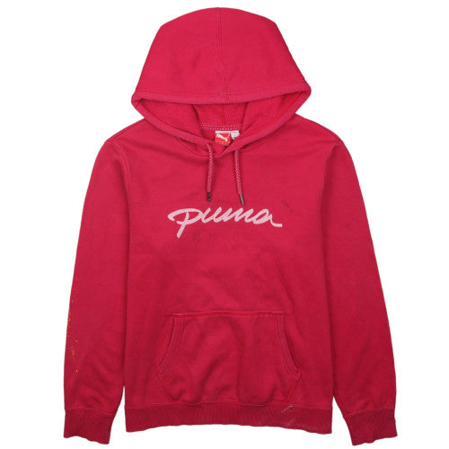 Puma Womens Red Pullover Hoodie UK 16 - Logo Hooded Sweatshirt