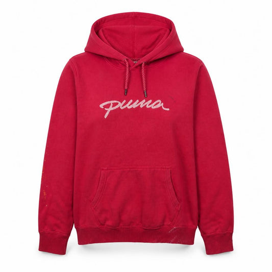 Front view of Puma women’s red pullover hoodie uk 16 - logo hooded sweatshirt
