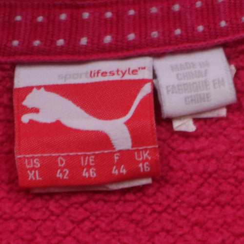 Puma Womens Red Pullover Hoodie UK 16 - Logo Hooded Sweatshirt