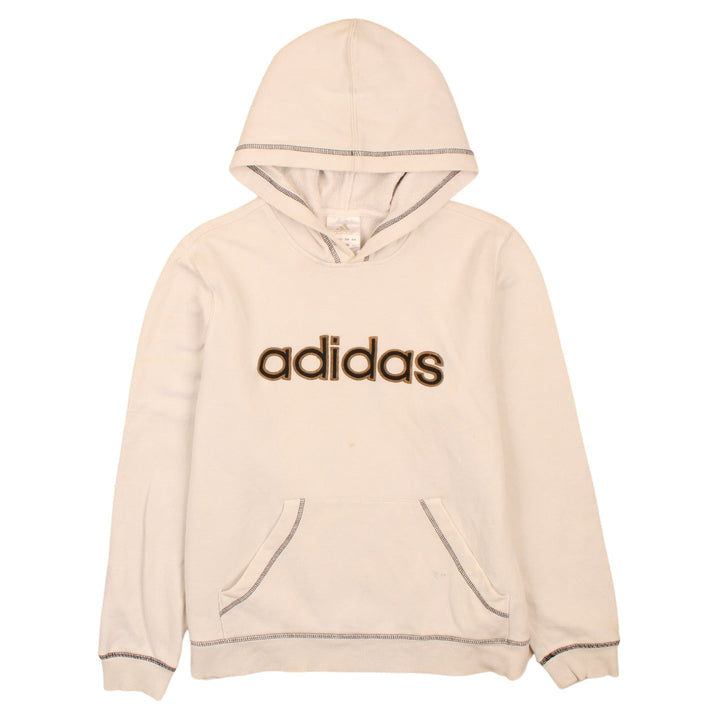 Adidas Men’s Beige Pullover Hoodie Size S Logo Fleece Sweatshirt