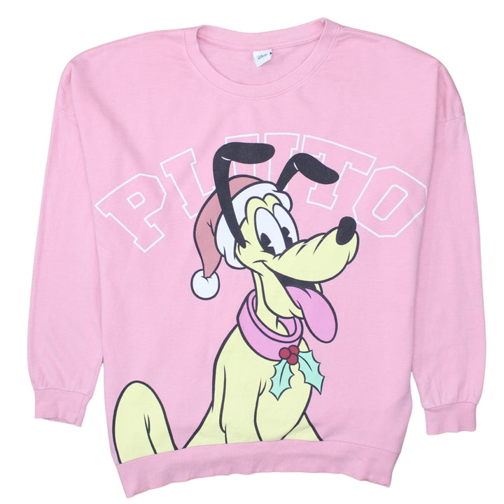 Disney Teens Pink Pluto Christmas Pullover Sweatshirt Size 10-12
