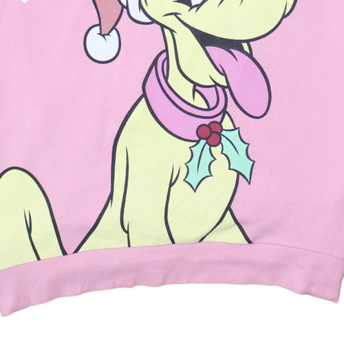 Disney Teens Pink Pluto Christmas Pullover Sweatshirt Size 10-12