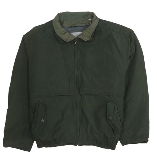 London Fog Men's Green Bomber Jacket L Cotton Blend Casual Zip Coat