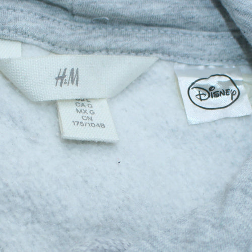 H&M Disney Womens Grey Hooded Pullover Hoodie Size Large Cotton Blend