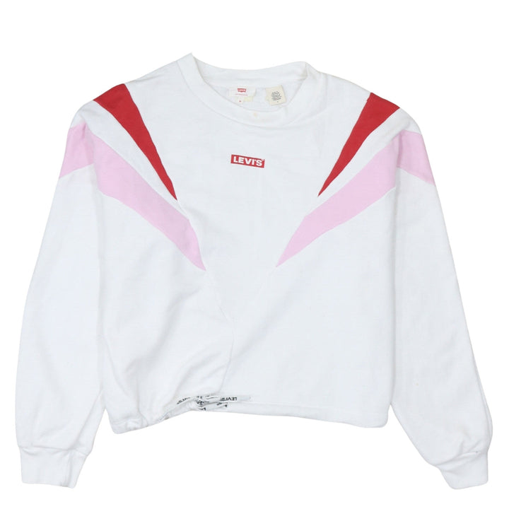 Levi's Womens White Red Pink Crew Neck Pullover Sweatshirt M