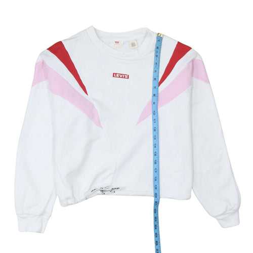 Levi's Womens White Red Pink Crew Neck Pullover Sweatshirt M