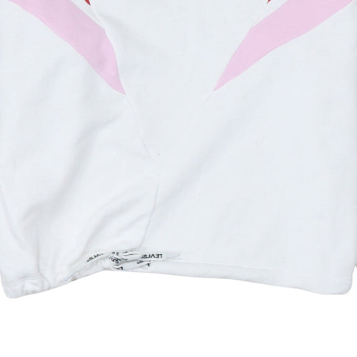 Levi's Womens White Red Pink Crew Neck Pullover Sweatshirt M