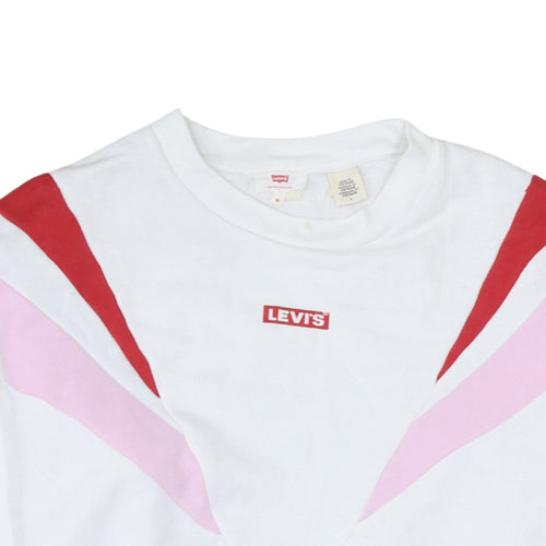 Levi's Womens White Red Pink Crew Neck Pullover Sweatshirt M