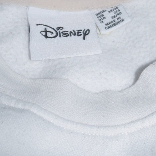 Disney Women White Mickey Mouse Graphic Cotton Sweatshirt Size S