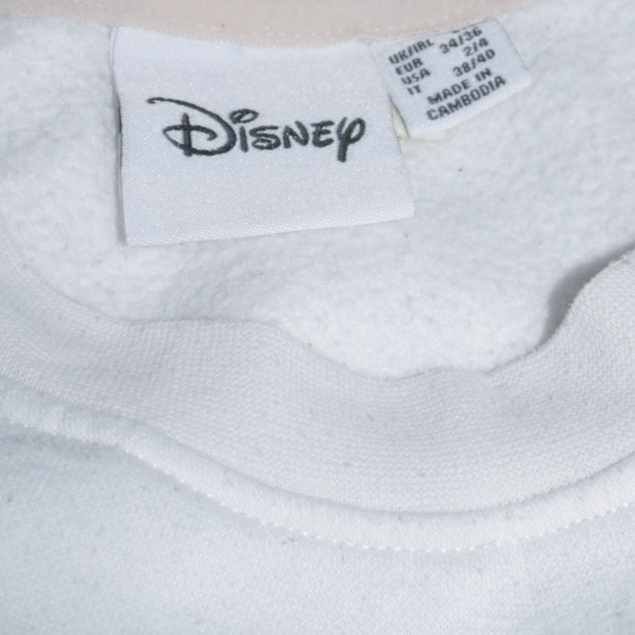 Disney Women White Mickey Mouse Graphic Cotton Sweatshirt Size S