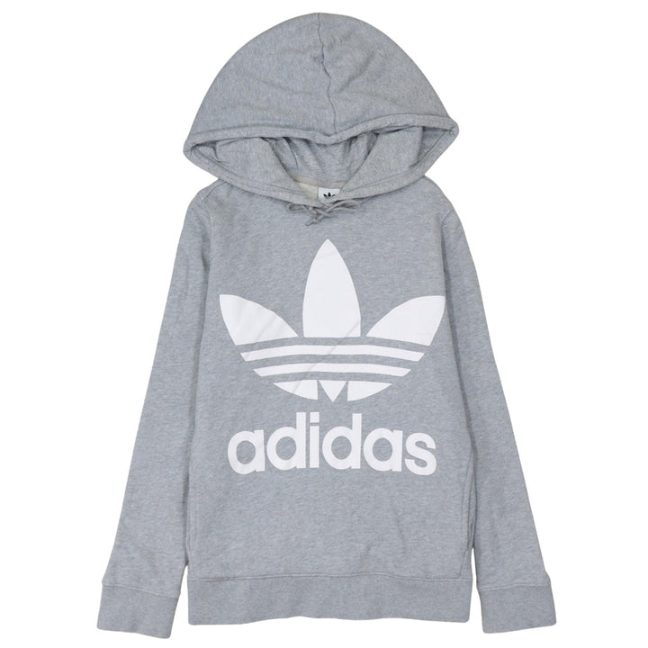 Adidas Women’s Grey Pullover Hoodie Size 8 Logo Print Casual Sweatshirt