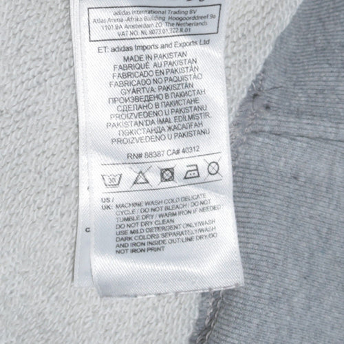 Adidas Women’s Grey Pullover Hoodie Size 8 Logo Print Casual Sweatshirt