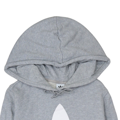 Adidas Women’s Grey Pullover Hoodie Size 8 Logo Print Casual Sweatshirt