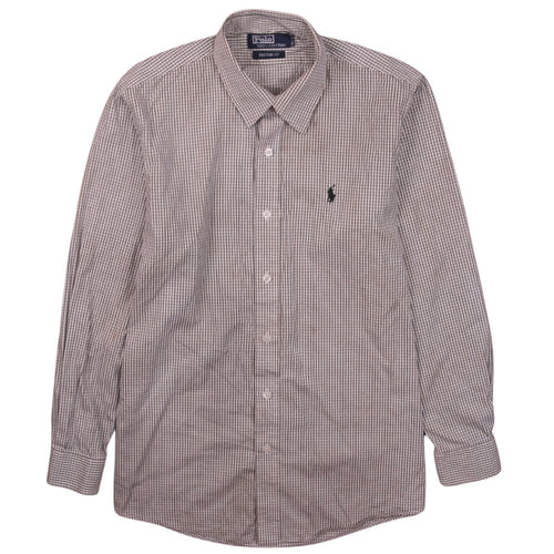Polo Ralph Lauren Men's Brown Check Cotton Long Sleeve Shirt 15in Slim