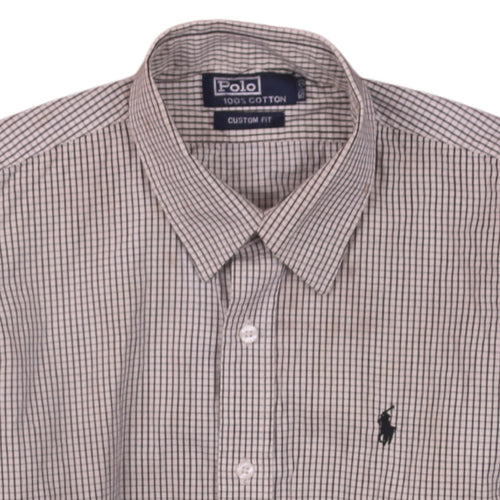 Polo Ralph Lauren Men's Brown Check Cotton Long Sleeve Shirt 15in Slim
