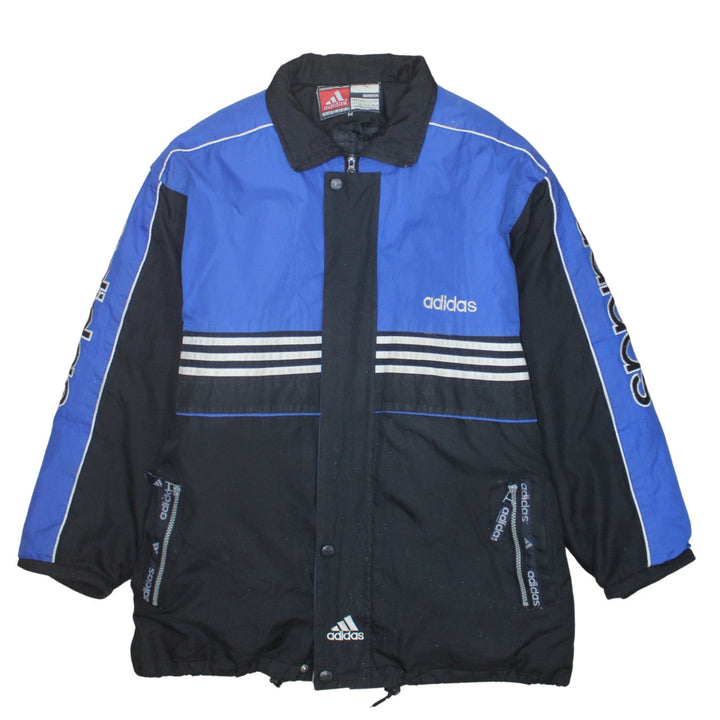 Adidas Men's Blue Black Retro Puffer Jacket Size M Winter Sportswear