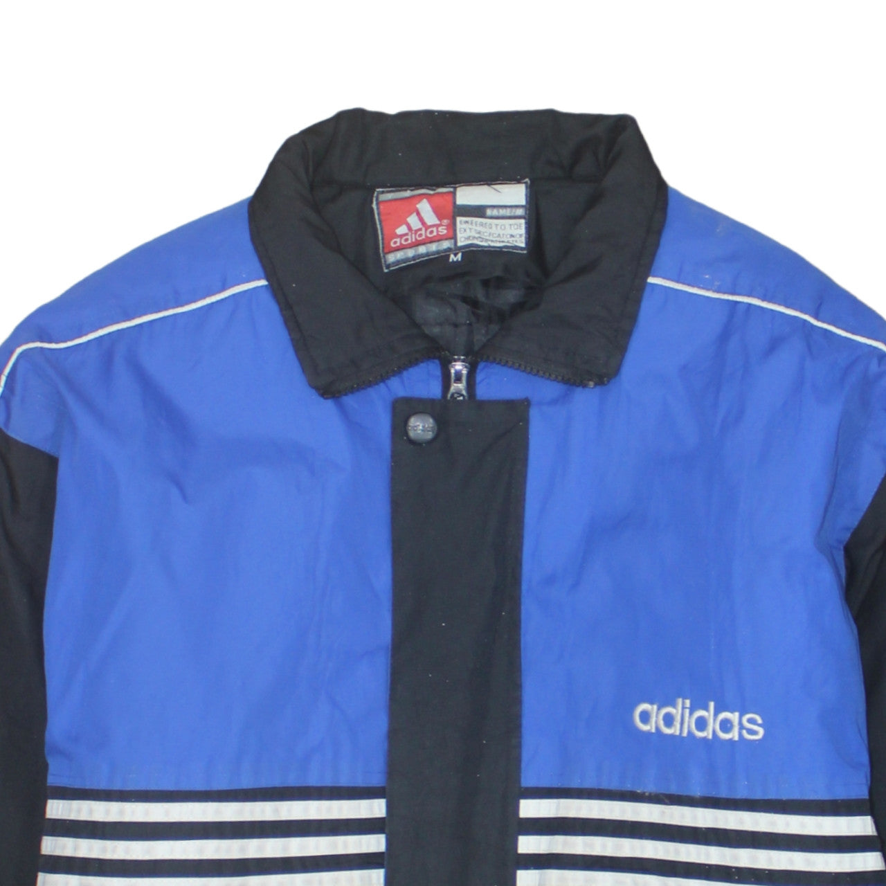 Adidas Men's Blue Black Retro Puffer Jacket Size M Winter Sportswear