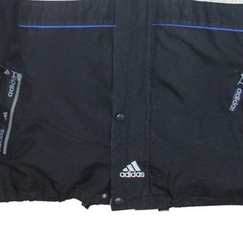 Adidas Men's Blue Black Retro Puffer Jacket Size M Winter Sportswear