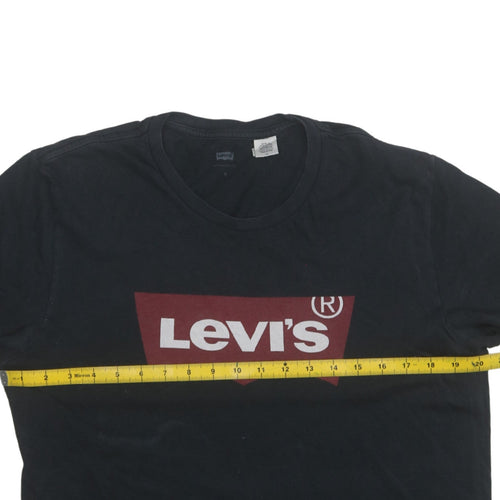 Levi’s Men Black Medium Crew Neck Short Sleeve Logo Cotton T-Shirt