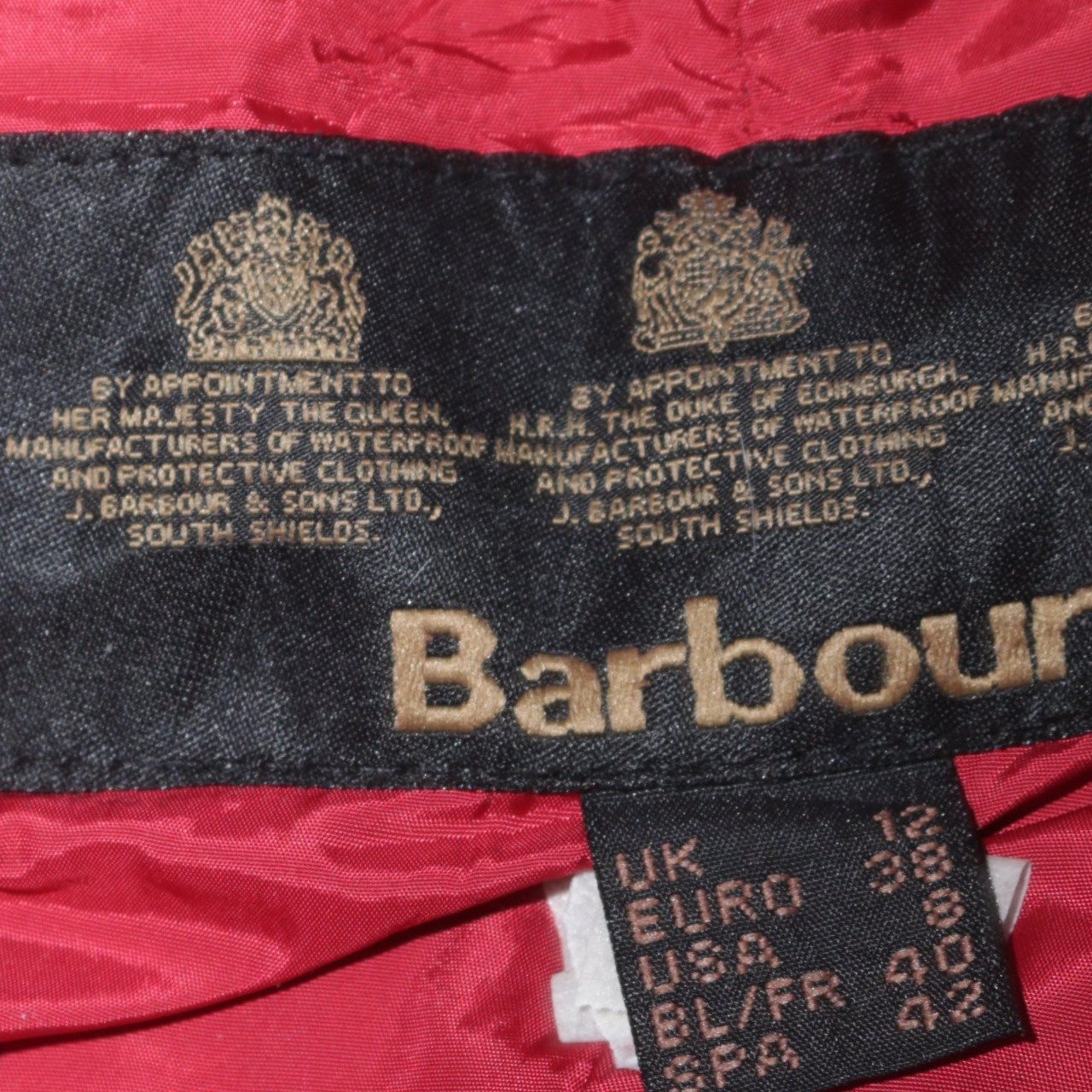 Barbour Women's Red Quilted Mid-Length Belted Coat Size 12