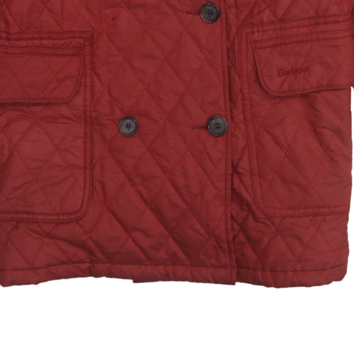 Barbour Women's Red Quilted Mid-Length Belted Coat Size 12