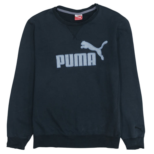 Puma Men's Black Medium Crew Neck Embroidered Logo Sweatshirt