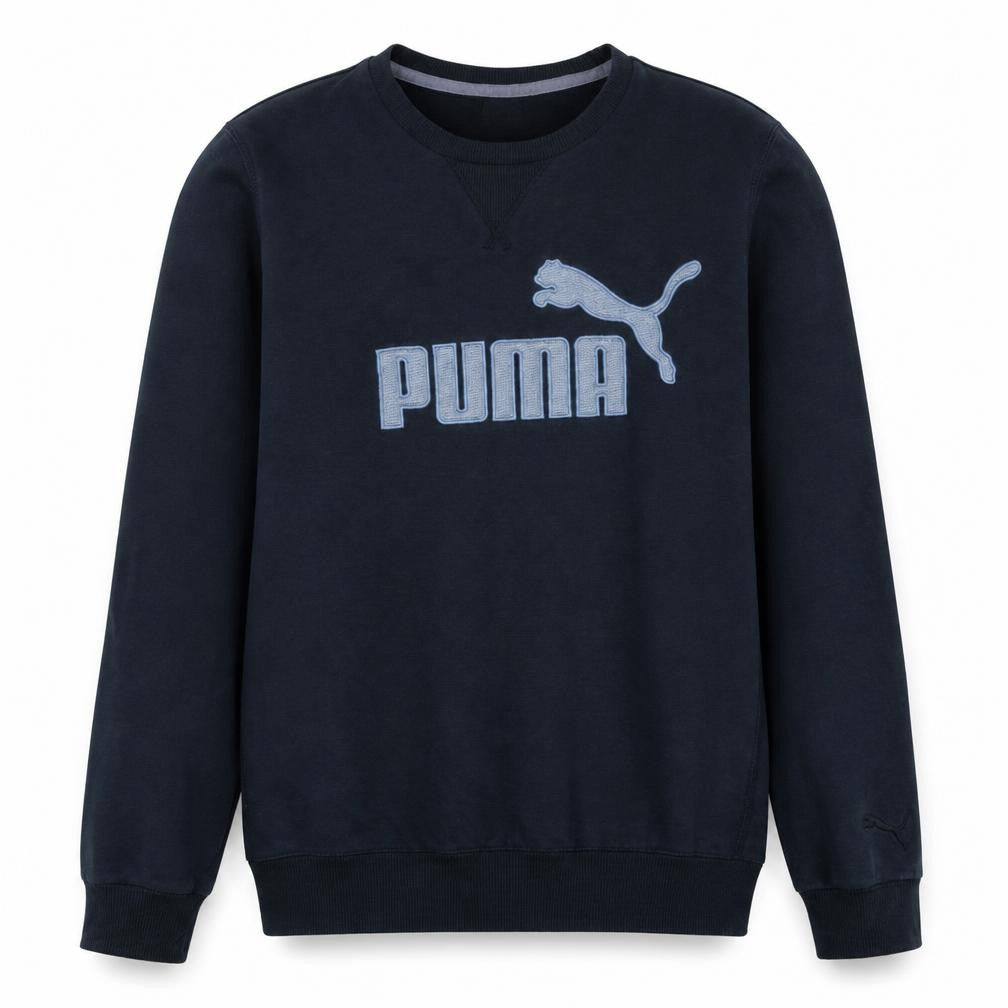 Front view of Puma Men's Black Medium Crew Neck Embroidered Logo Sweatshirt