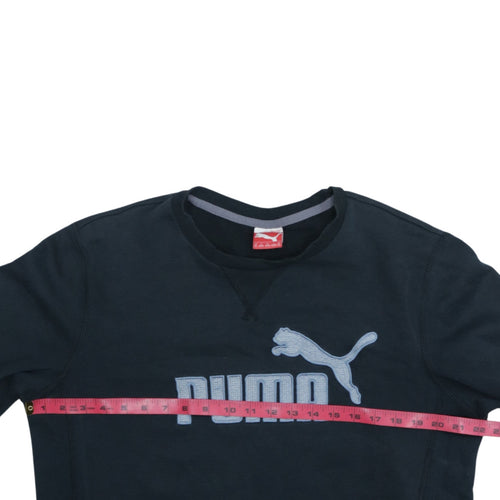 Puma Men's Black Medium Crew Neck Embroidered Logo Sweatshirt