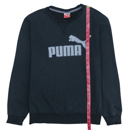 Puma Men's Black Medium Crew Neck Embroidered Logo Sweatshirt