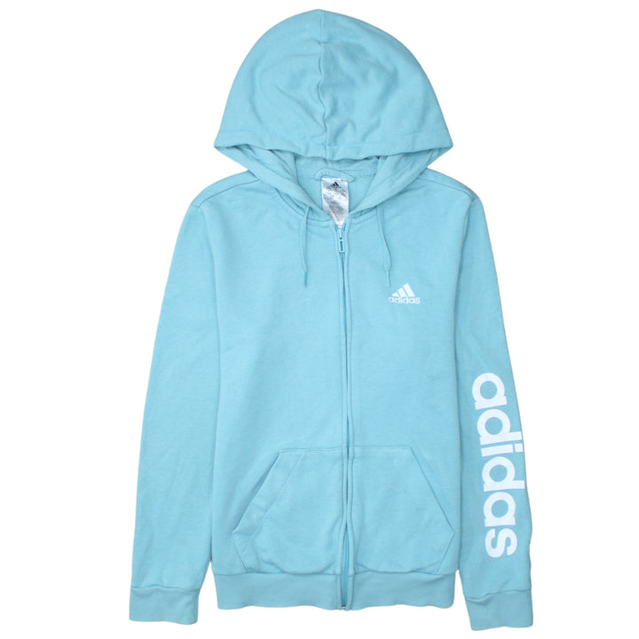 Adidas Women Blue Full Zip Hoodie Size S 8-10 Hooded Sweatshirt