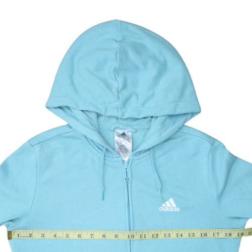 Adidas Women Blue Full Zip Hoodie Size S 8-10 Hooded Sweatshirt