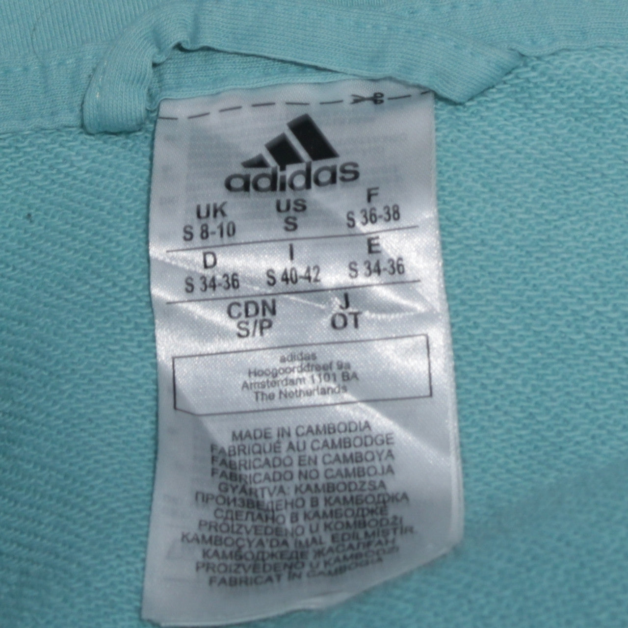 Adidas Women Blue Full Zip Hoodie Size S 8-10 Hooded Sweatshirt
