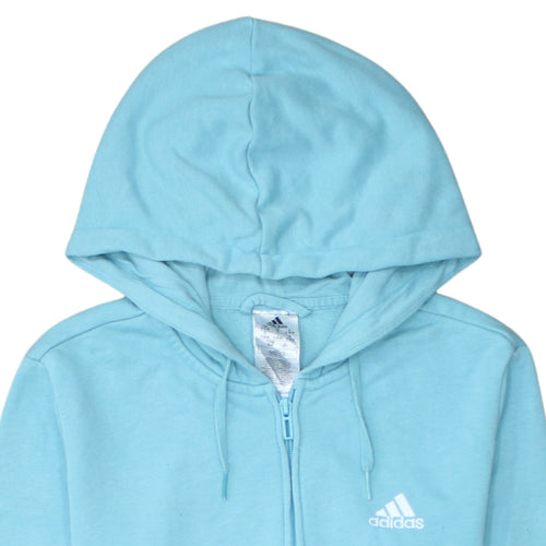 Adidas Women Blue Full Zip Hoodie Size S 8-10 Hooded Sweatshirt
