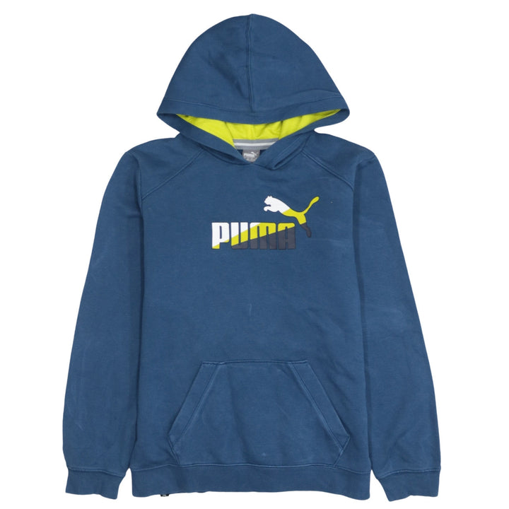 Puma Boys Blue Pullover Hoodie 14 Years Graphic Logo Hooded Sweatshirt