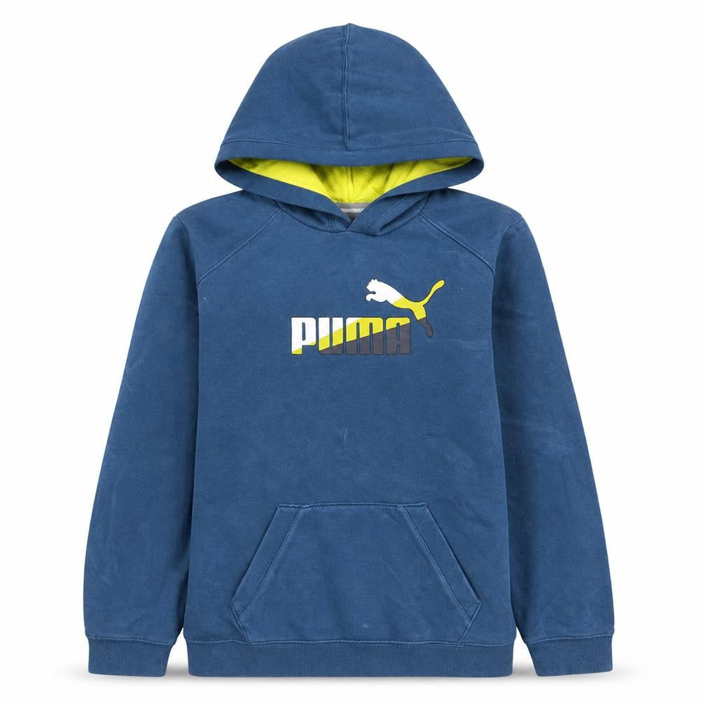 Puma Boys Blue Pullover Hoodie 14 Years Graphic Logo Hooded Sweatshirt