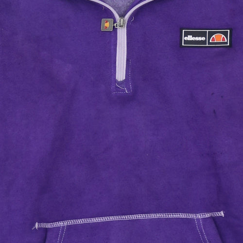 Ellesse Women Purple 1/4 Zip Hooded Pullover Sweatshirt M
