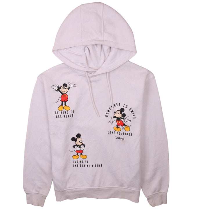 Disney Womens White Mickey Mouse Graphic Pullover Hoodie XS