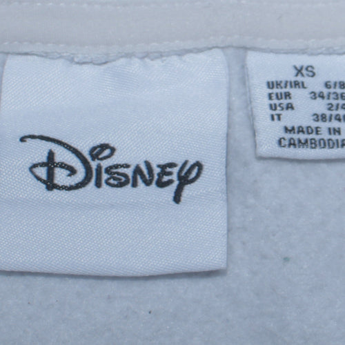 Disney Womens White Mickey Mouse Graphic Pullover Hoodie XS