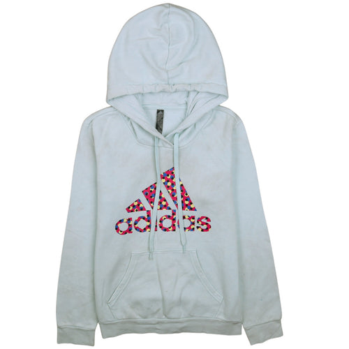 Adidas Women's Blue Pullover Hoodie Size S Printed Logo Sweatshirt