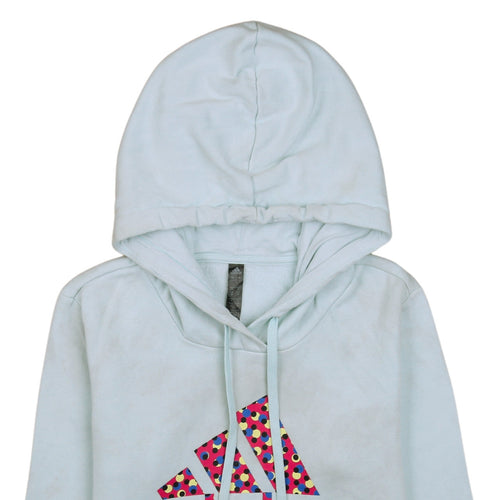 Adidas Women's Blue Pullover Hoodie Size S Printed Logo Sweatshirt