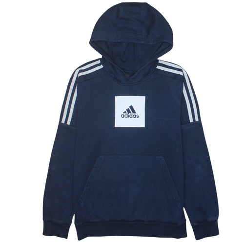 Adidas Boys Navy Blue Pullover Hoodie Sweatshirt Size 14 Years Cotton Blend