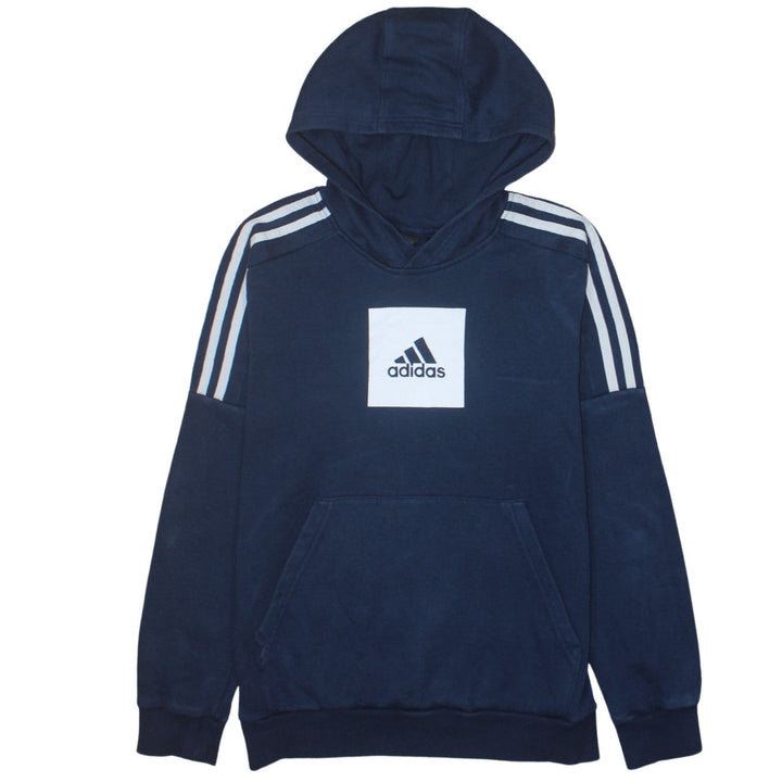 Adidas Boys Navy Blue Pullover Hoodie Sweatshirt Size 14 Years Cotton Blend